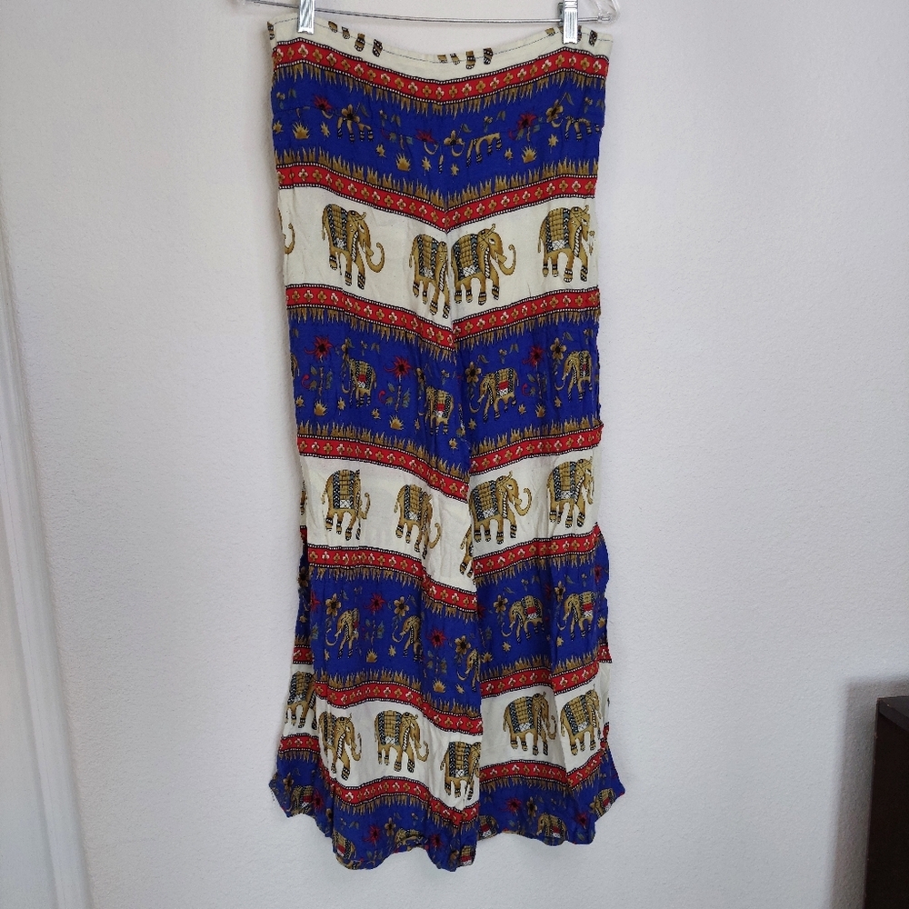 Harem Pants Floral Elephant Print Slouchy Wide Leg Pants Size M/L